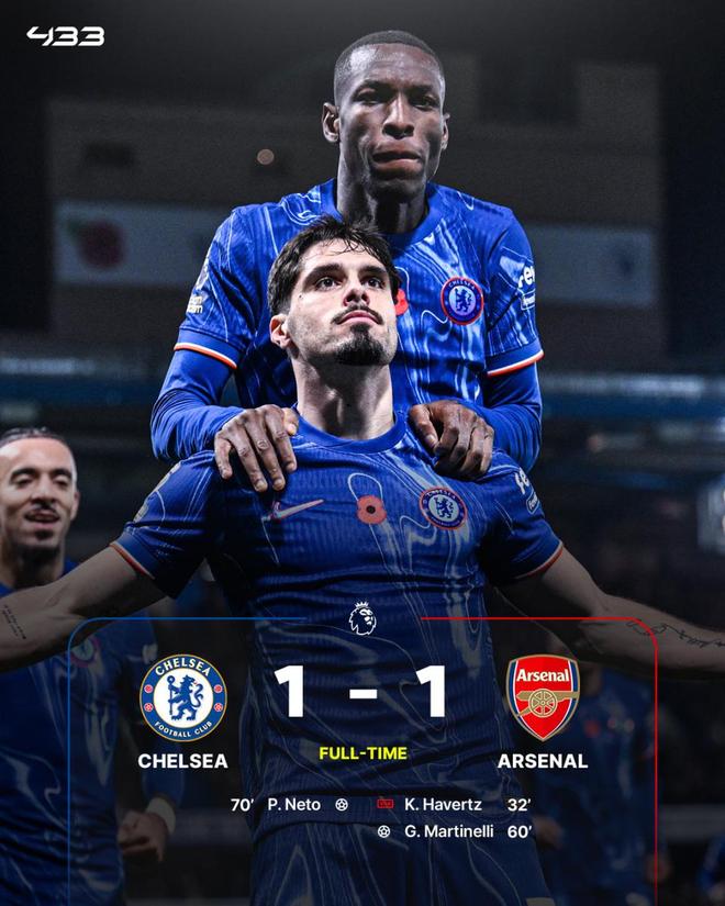 切尔西客场战平曼联，保持不败继续领跑